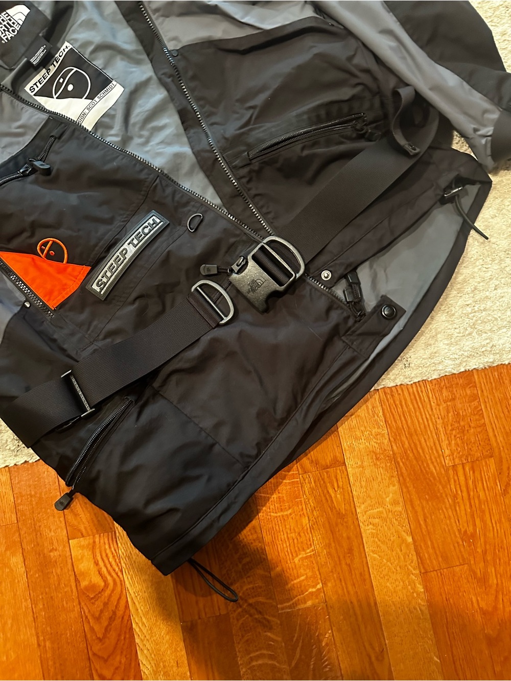 The North Face Steep Tech Hooded Ski Jacket - Black, Gray & Orange - Picture 8 of 9